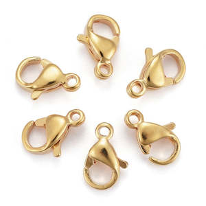 Jewellery Findings: 10pc 24k GP Lobster Clasps