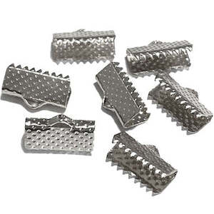 Jewellery Findings: 10pc 13mm Gunmetal Black Ribbon End Crimps