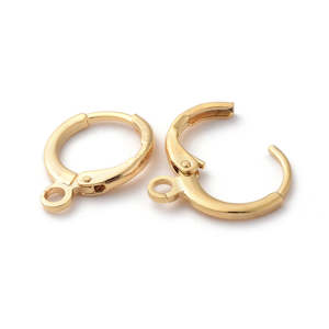 Earring Findings: 2pc 18k GP Huggie Hoop Earring Finding