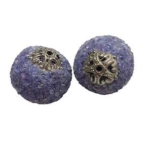 Kashmiri Beads: 2pc Purple Kashmiri Beads With AB glass