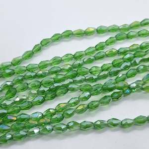 Crystal Glass Beads: Tiny Green Crystal Glass Drop Beads Approx 65pc