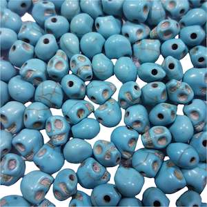 Gemstone Beads: 10pc Turquoise Skull Beads