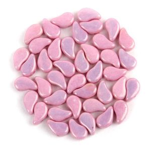 Czech Glass Beads: Czech Paisley Duo 2 Hole Beads Lilac Luster 5g