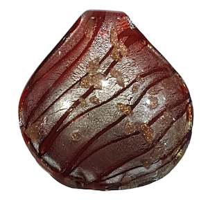 Lampwork Beads: Large Round Red & Grey Lampwork Glass Pendant