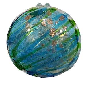 Lampwork Beads: Large Round Light Blue Lampwork Glass Pendant