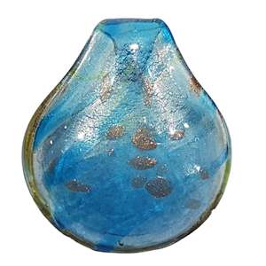 Lampwork Beads: Large Light Blue & Grey Lampwork Glass Pendant