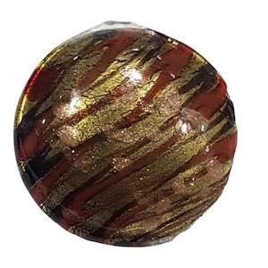 Lampwork Beads: Large Black & Gold Lampwork Glass Pendant