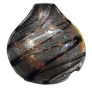 Lampwork Beads: Large Black & Grey Lampwork Glass Pendant