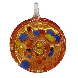 Lampwork Beads: Red & Gold Lampwork Glass Pendant