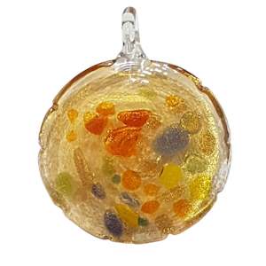 Lampwork Beads: Yellow & Gold Lampwork Glass Pendant