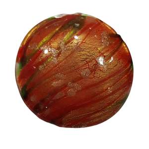 Lampwork Beads: Large Round Red Lampwork Glass Pendant