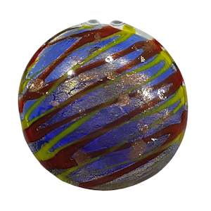 Large Round Blue Lampwork Glass Pendant