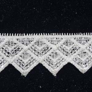 Trims: Off White Sequin Lace Trim