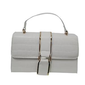 Bags And Wallets: Large  Stone Pattern White Handbag
