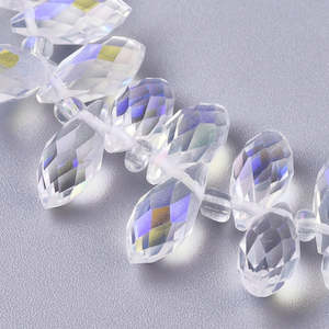 Crystal Glass Beads: 10pc Faceted AB Tear Drop Beads
