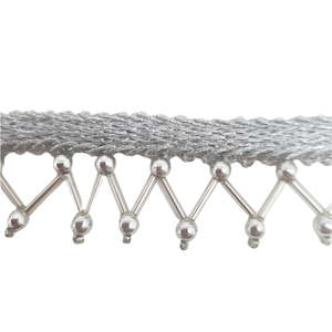 Silver Fringe with beads Indian Trim