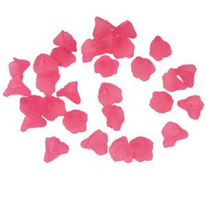 Glass Beads: 30pc 12mm Pink Lily Acrylic Flowers