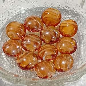 Glass Beads: 12pc 12mm Light Brown Glass Beads With White Swirls