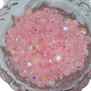 50g 8mm Pink Acrylic Faceted AB Beads
