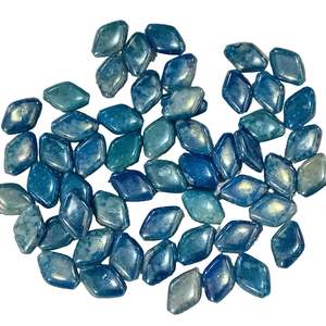 Acrylic Resin Wood: 50pc 17mm Light Blue & White Diamond Beads