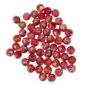 Acrylic Resin Wood: 50pc 10mm Red & White Round AB Faceted Beads
