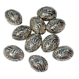 Acrylic Resin Wood: 10pc 20mm Antique Silver Oval Acrylic Beads