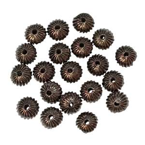 Acrylic Resin Wood: 20pc 12mm Black Round Fluted Beads
