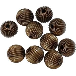 Acrylic Resin Wood: 10pc 16mm Dark Gold Round Fluted Beads