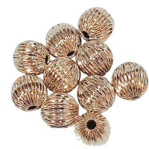 10pc 16mm Gold Round Fluted Beads