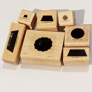 Sale: PRELOVED! 7pc Mixed Shapes Wooden Rubber Stamp Pack