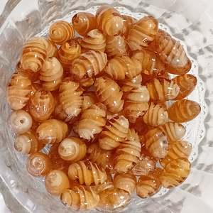 Sale: SALE! 78pc 15mm Oval Light Brown Glass Beads With White Swirls