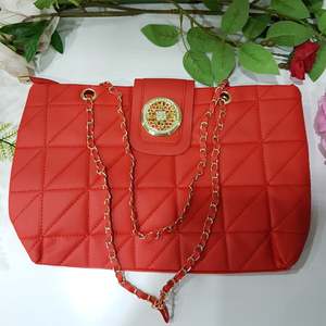 Bags And Wallets: Red Rhomboid Underarm Bag