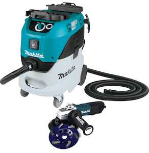 Hand Grinder Vacuum Packages: Makita 9565P 5" (125mm) 1100W Single Speed Angle Grinder with Paddle Switch, Makita 5" (125mm) Shroud, 5" (125mm) Grinding Cup & Makita VC4210MX2 Vacuum Cleaner Package