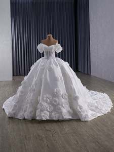 Corset Wedding Gown, Off Shoulder Floral Bridal Dress, Sweathear Neckl - Art Kollocsion
