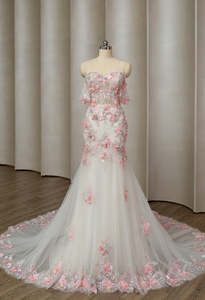Products: Colourful Floral Wedding dress Mermaid Coloured Cathedral Embroidery W - Art Kollocsion