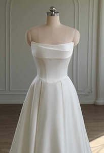 Products: Ivory Satin A-Line Wedding Dress Art Kollocsion
