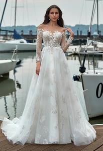 Products: A-Line Long Sleeves Wedding Dress Art Kollocsion