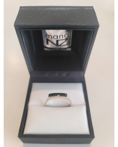 Products: Slim rectangular NZ Greenstone Ring - 4Artsake