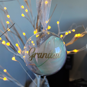 Products: Feather Personalised Christmas Bauble