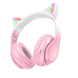 Headphones: Hoco W42 Pink LED Wireless Bluetooth Headphone NZ