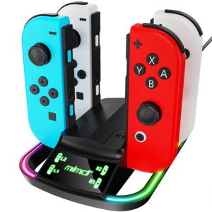 Gaming Accessories: Classic 4-in-1 Fast Charger RGB LED Charging Dock Stand for Nintendo Switch Joy-Con