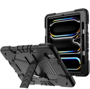 iPad Pro 13-Inch (M4) 2024 Rugged Shockproof Case with Kickstand (Black)
