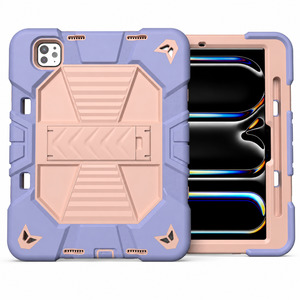 Ipad Cases Covers: iPad Pro 11-Inch (M5) 2025 Rugged Shockproof Case with Kickstand (Pink)