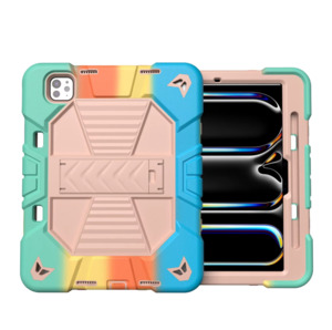 iPad Pro 11-Inch (M4) 2024 7th Gen Rugged Shockproof Case with Kickstand (Rainbow)