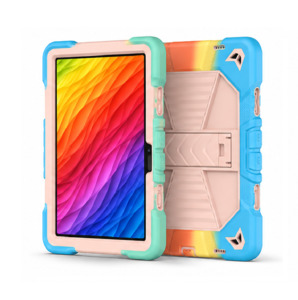 Samsung Galaxy Tab A11 Rugged Shockproof Case with Kickstand (Rainbow)