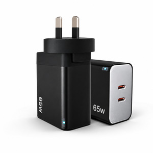 Charging Cables Adapters: 65W GaN Fast Wall Charger Dual USB-C PD 3.0 Power Adapter for Laptop, Tablet & Smartphone (Black)