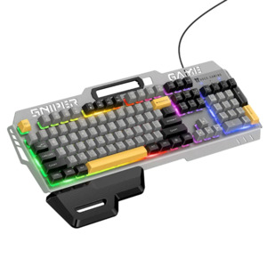 Gaming Accessories: Ergonomic Wired Gaming Keyboard with RGB Rainbow Light & Wrist Rest (GM702)