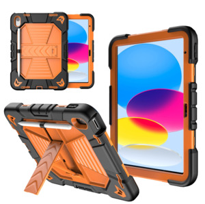 Ipad Cases Covers: Rugged iPad 10th Gen 10.9" Case – Shockproof Cover Stand & Pencil Holder (Orange)