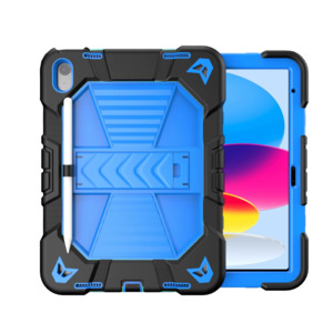Rugged iPad 10th Gen 10.9" Case – Shockproof Cover Stand & Pencil Holder (Blue)