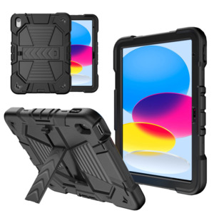 Rugged iPad 10th Gen 10.9" Case – Shockproof Cover Stand & Pencil Holder (Black)